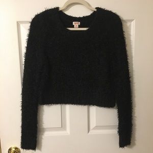 Black cropped chenille sweater